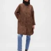 Abrigo de auto oversize de mezcla de lana con estampado de pata de gallo