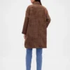 Abrigo de auto oversize de mezcla de lana con estampado de pata de gallo