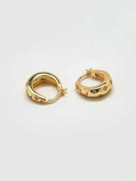 Aretes de aro de oro con luna y estrellas de Admiral Row