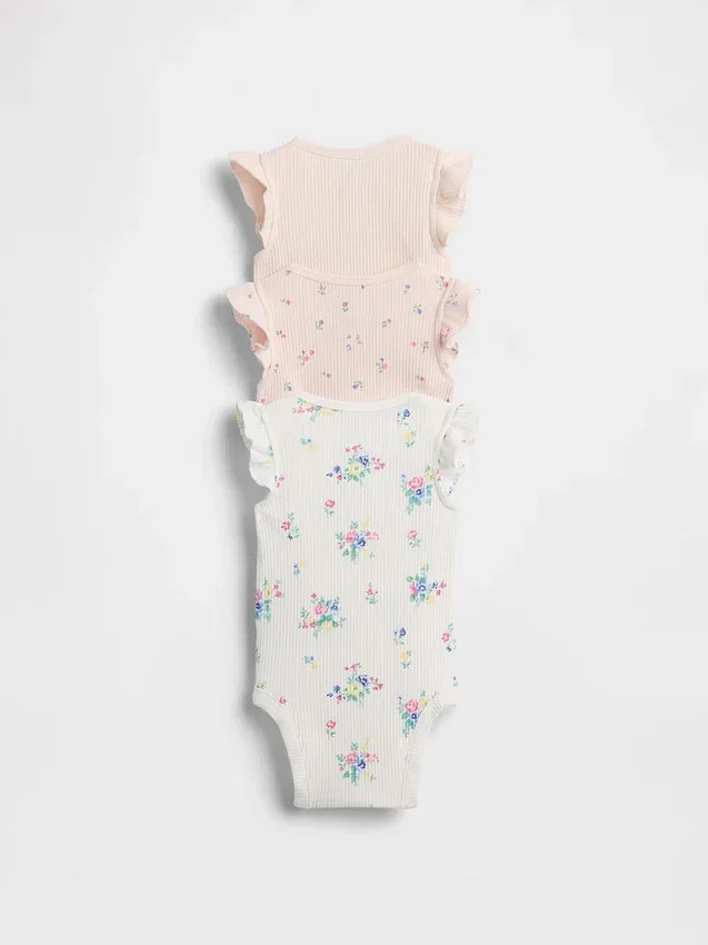 Baby First Favorites: body con volantes y canalé fino (paquete de 3)