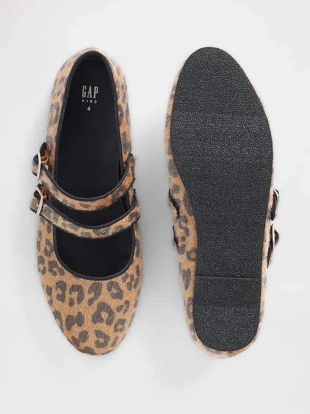 Bailarinas de doble correa con estampado de leopardo