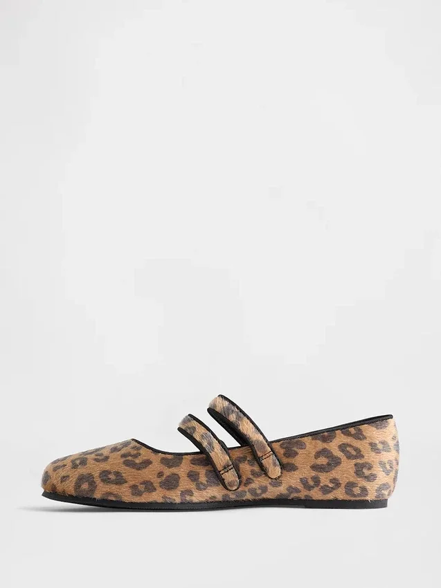 Bailarinas de doble correa con estampado de leopardo