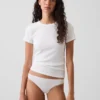 Bikini de algodón orgánico elástico con ribete de encaje, el más suave