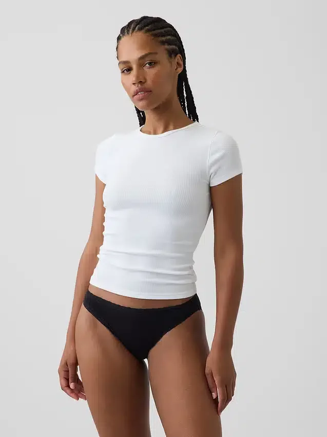 Bikini de algodón orgánico elástico con ribete de encaje, el más suave