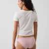 Bikini de algodón orgánico elástico con ribete de encaje, el más suave