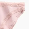 Bikini de algodón orgánico elástico con ribete de encaje, el más suave
