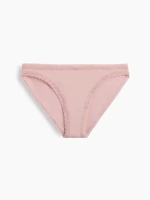 Bikini de algodón orgánico elástico con ribete de encaje, el más suave