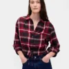 Blusa a cuadros con lazo en la cintura