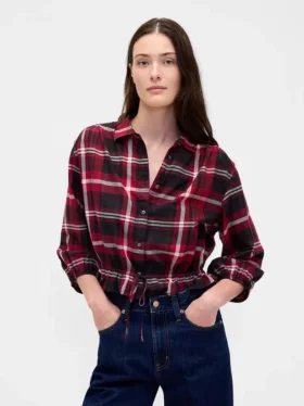 Blusa a cuadros con lazo en la cintura