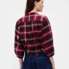 Blusa a cuadros con lazo en la cintura
