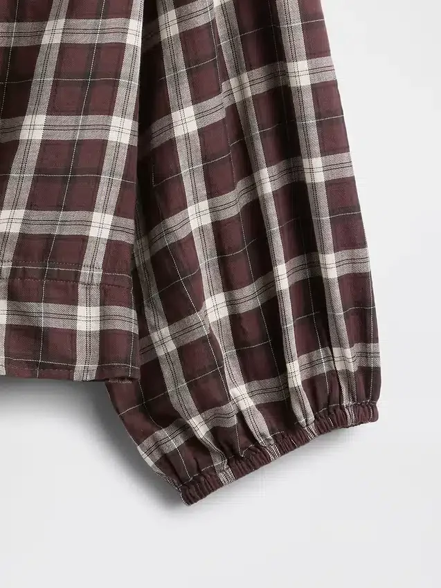 Blusa a cuadros con lazo en la cintura