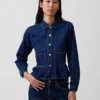 Blusa ajustada de mezclilla con peplum