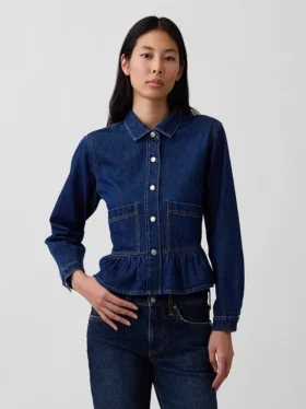 Blusa ajustada de mezclilla con peplum