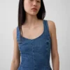 Blusa ajustada de mezclilla con peplum