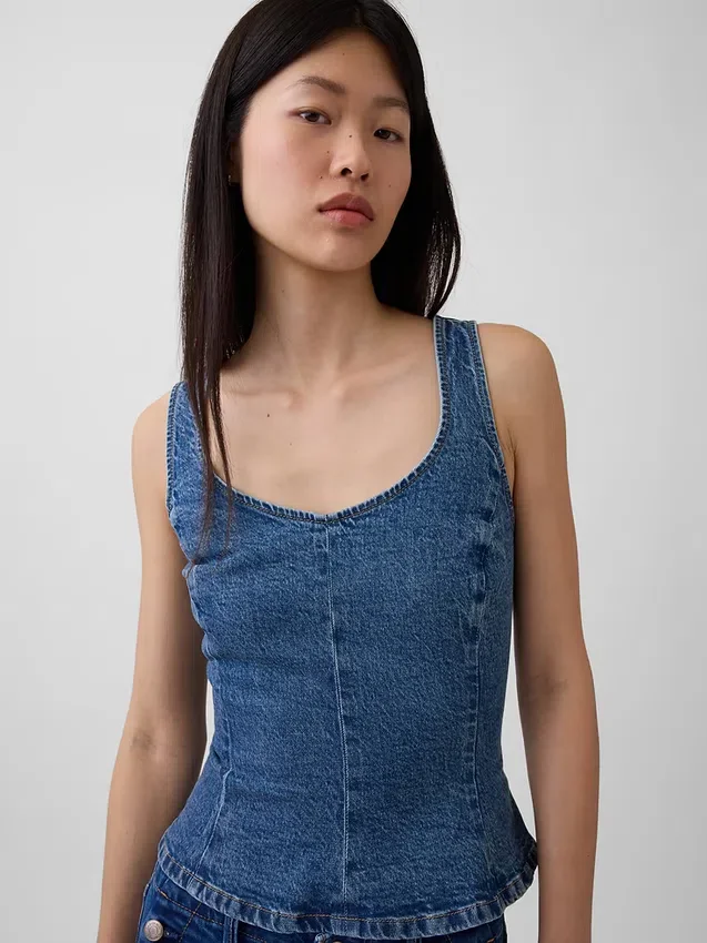 Blusa ajustada de mezclilla con peplum