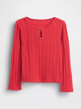 Blusa con lazo y punto calado para bebés y niños