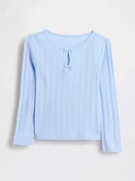 Blusa con lazo y punto calado para bebés y niños