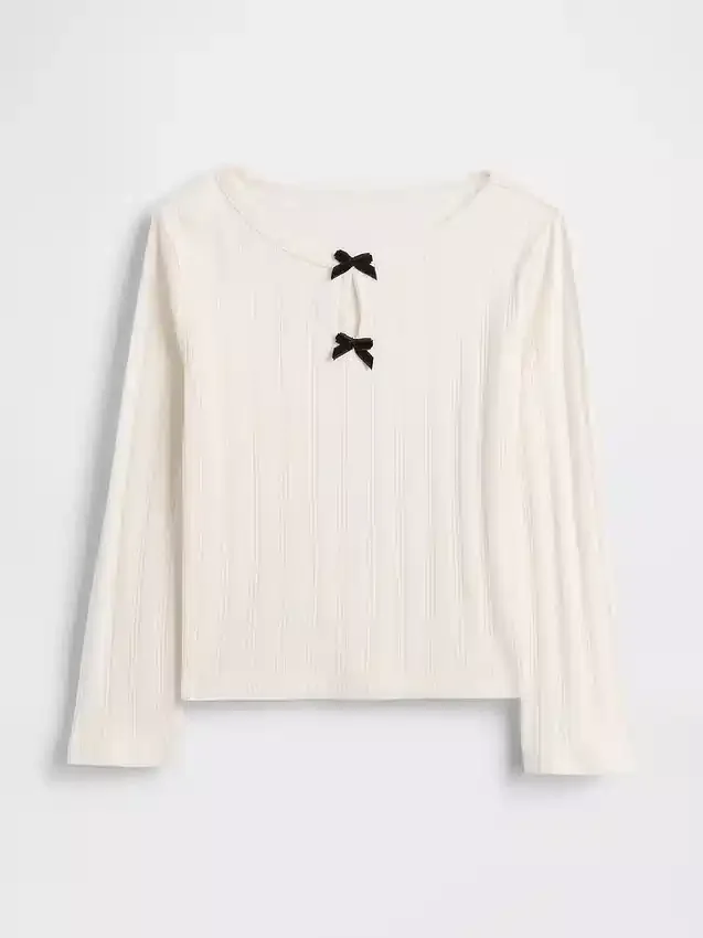 Blusa con lazo y punto calado para bebés y niños
