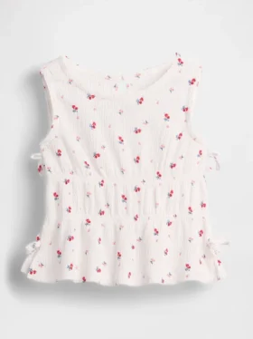 Blusa con moño de punto arrugado para bebés y niños
