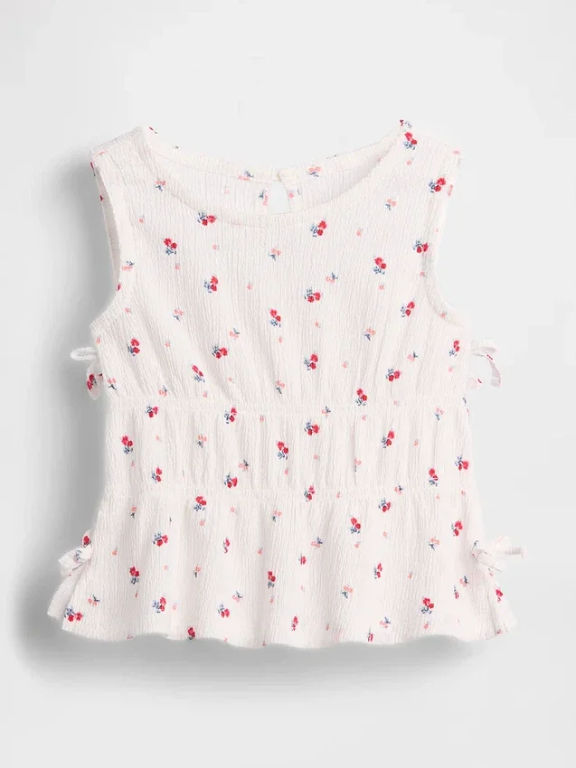 Blusa con moño de punto arrugado para bebés y niños