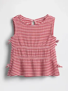 Blusa con moño de punto arrugado para bebés y niños