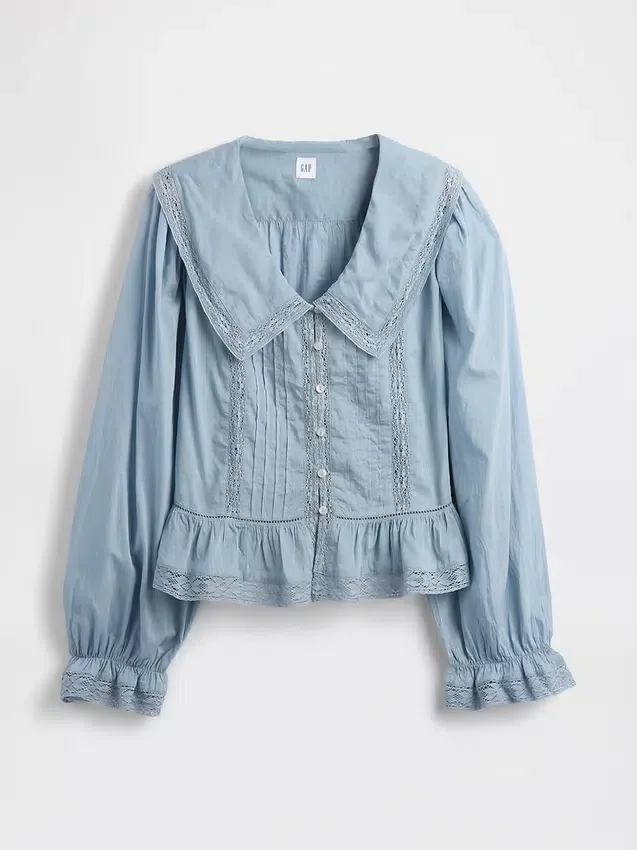 Blusa con peplum, cuello en V y cuello