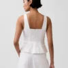 Blusa con peplum de mezcla de lino