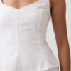 Blusa con peplum de mezcla de lino