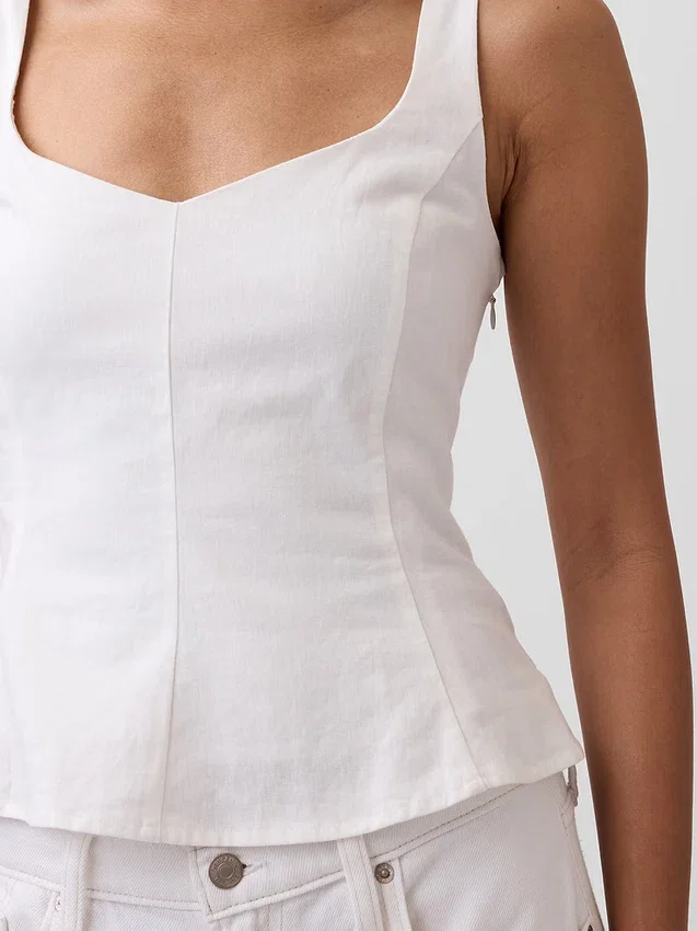 Blusa con peplum de mezcla de lino