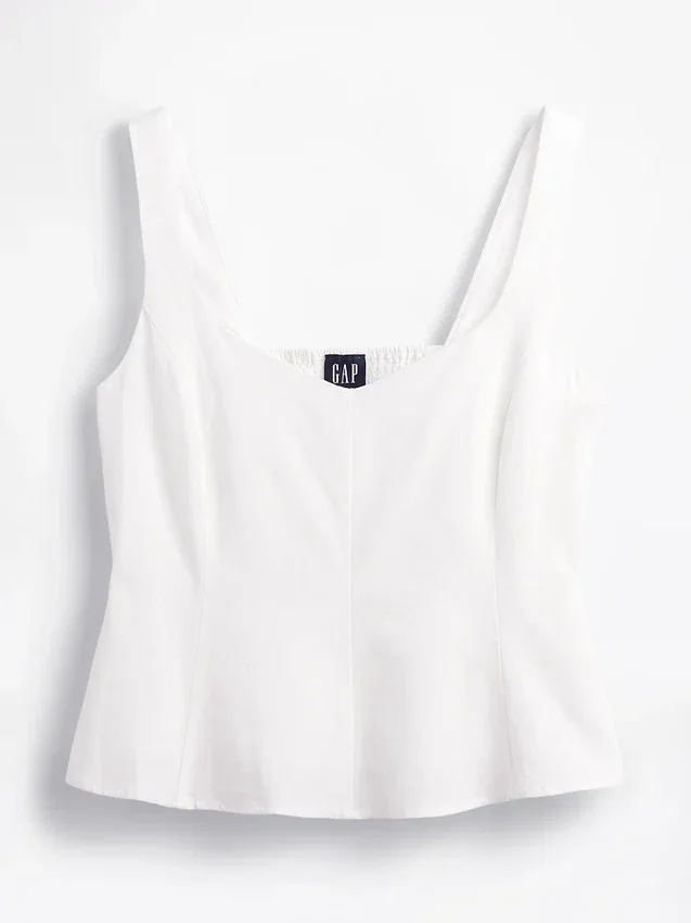 Blusa con peplum de mezcla de lino