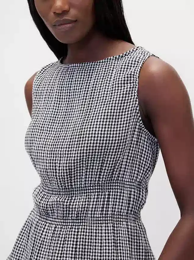 Blusa de gasa de algodón con peplum y cintura fruncida