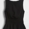 Blusa de gasa de algodón con peplum y cintura fruncida