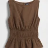 Blusa de gasa de algodón con peplum y cintura fruncida