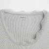 Blusa de pijama con ribete de encaje y patrón de mini acanalado