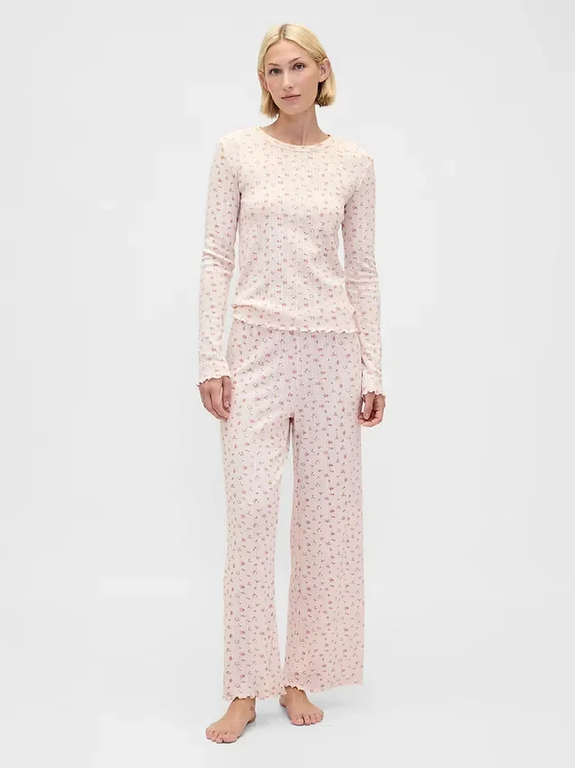 Blusa de pijama de punto calado