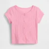 Blusa de punto acanalado con diseño de punto calado para bebés y niños pequeños