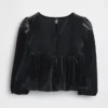 Blusa de terciopelo con moño para bebés y niños pequeños