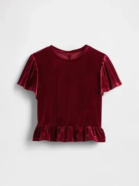 Blusa de terciopelo con peplum para niños