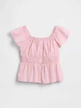 Blusa infantil con mangas con volantes y botones al frente