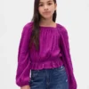 Blusa infantil con peplum arrugado