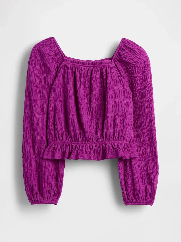 Blusa infantil con peplum arrugado
