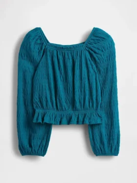 Blusa infantil con peplum arrugado
