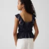 Blusa infantil con peplum, mangas con volantes y fruncido