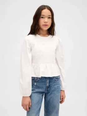 Blusa infantil con peplum y fruncidos
