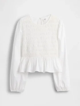 Blusa infantil con peplum y fruncidos