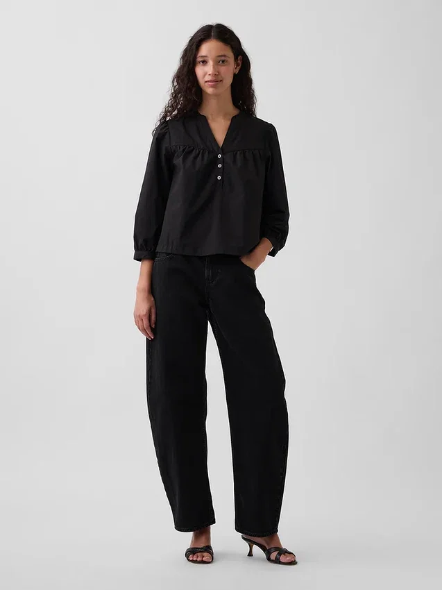 Blusa sin botones de popelín