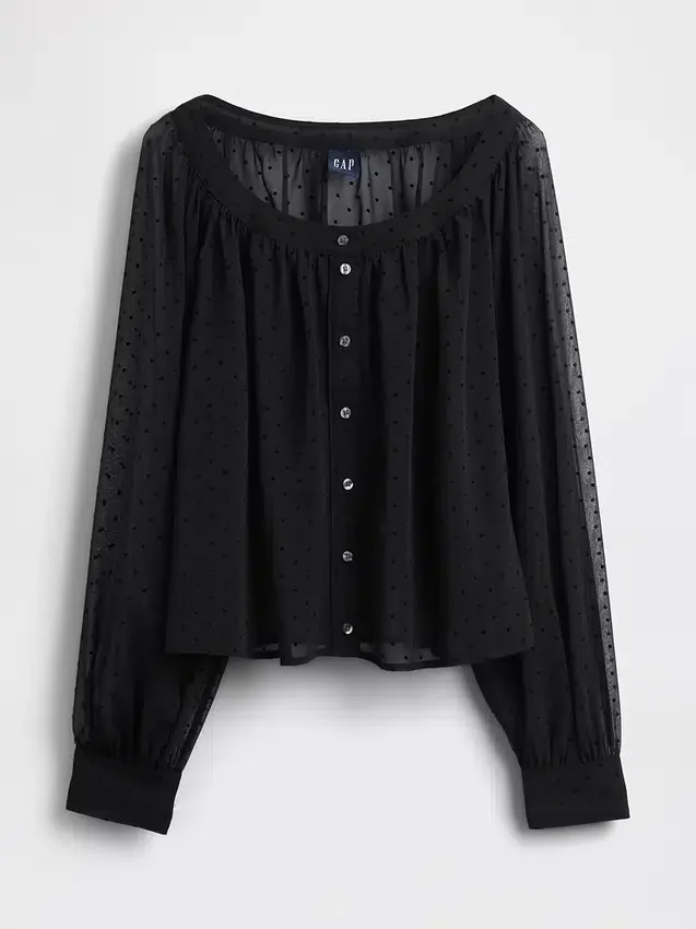 Blusa transparente con botones al frente