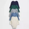 Body con bolsillo de tejido tipo waffle Softspun de Baby First Favorites (paquete de 5)