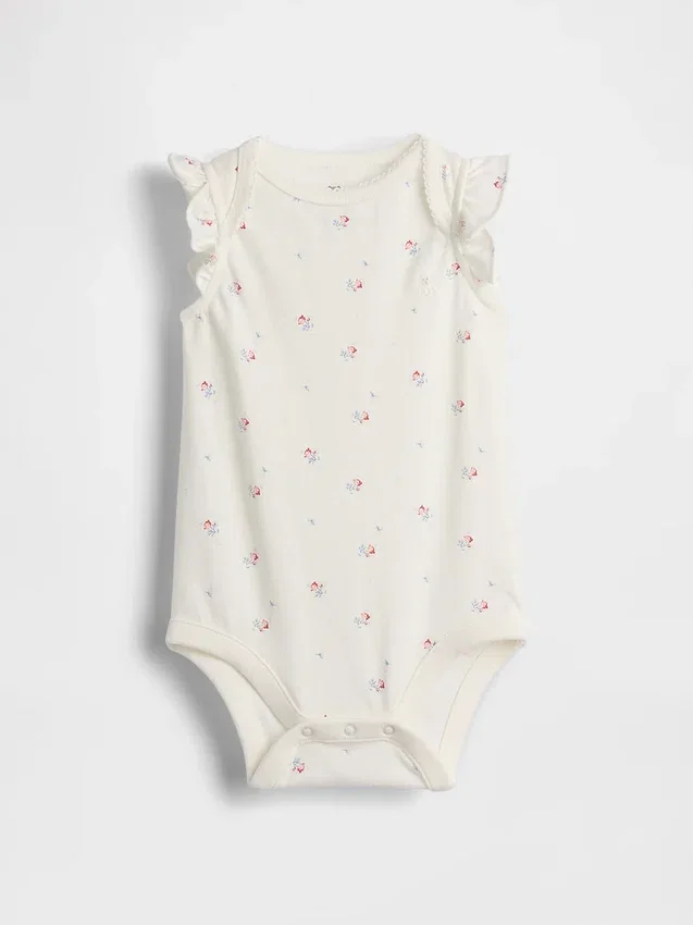 Body de algodón orgánico con mangas onduladas de la colección «Baby First Favorites»