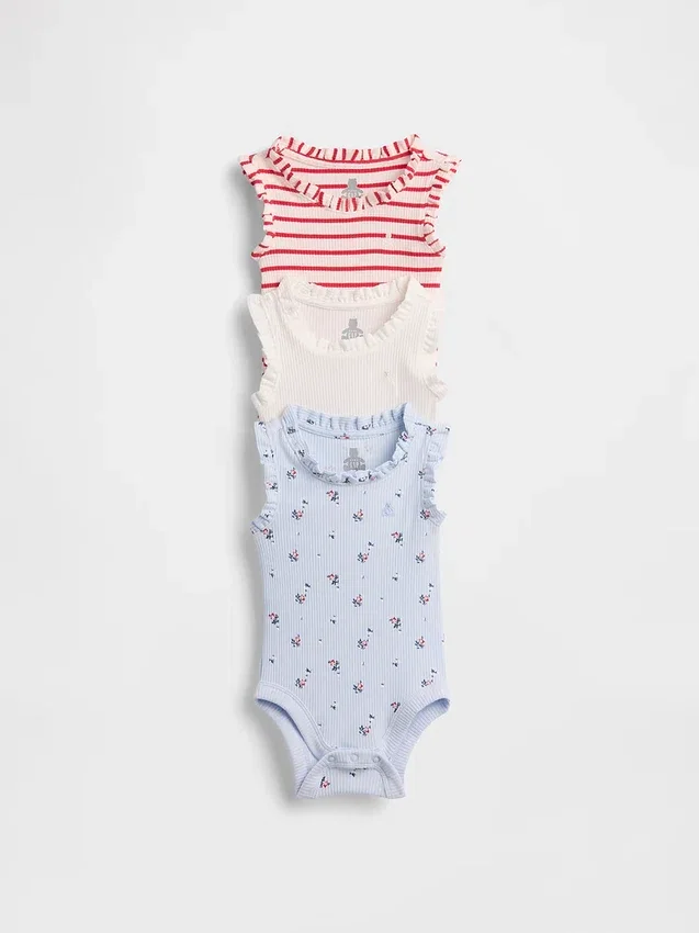 Body sin mangas con volantes Tinyrib de Baby First Favorites (paquete de 3)